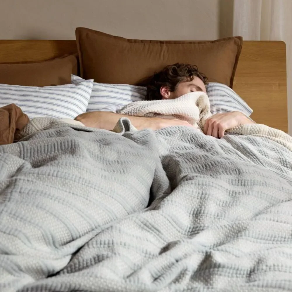 Open Box - Parachute - Desert Stripe Bed Blanket Queen/King Cove - Parach Blue